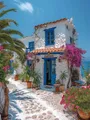 Diamantbild Santorini Mykonos Insel Landschaft Ägäis Kreuzstich – Farbe HXP806A-14