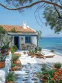 Diamantbild Santorini Mykonos Insel Landschaft Ägäis Kreuzstich – Farbe HXP806A-17