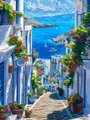 Diamantbild Santorini Mykonos Insel Landschaft Ägäis Kreuzstich – Farbe HXP806A-11