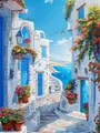 Diamantbild Santorini Mykonos Insel Landschaft Ägäis Kreuzstich – Farbe HXP806A-7