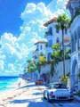 Diamantbild Santorini Mykonos Insel Landschaft Ägäis Kreuzstich – Farbe HXP806A-13