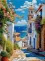 Diamantbild Santorini Mykonos Insel Landschaft Ägäis Kreuzstich – Farbe HXP806A-4