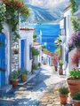 Diamantbild Santorini Mykonos Insel Landschaft Ägäis Kreuzstich – Farbe HXP806A-12