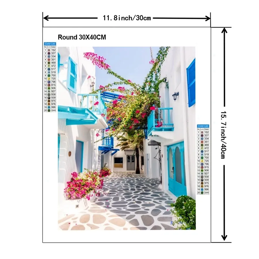 Diamantbild Santorini Mykonos Insel Landschaft Ägäis Kreuzstich