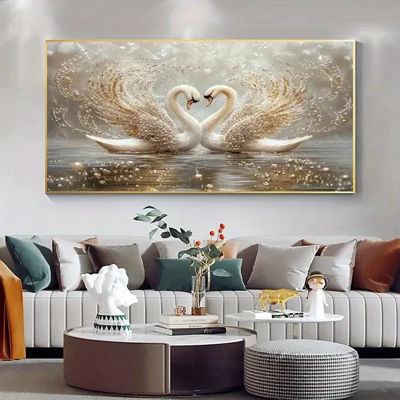 Diamantbild Schwanenpaar abstrakt 20x40 bis 30x60 cm