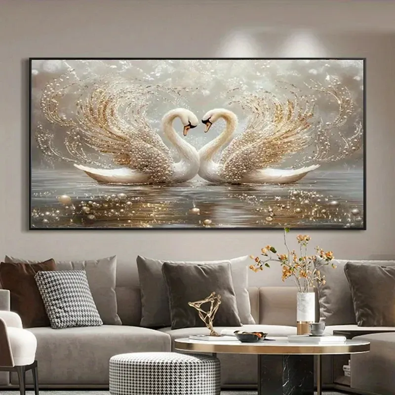 Diamantbild Schwanenpaar abstrakt 20x40 bis 30x60 cm