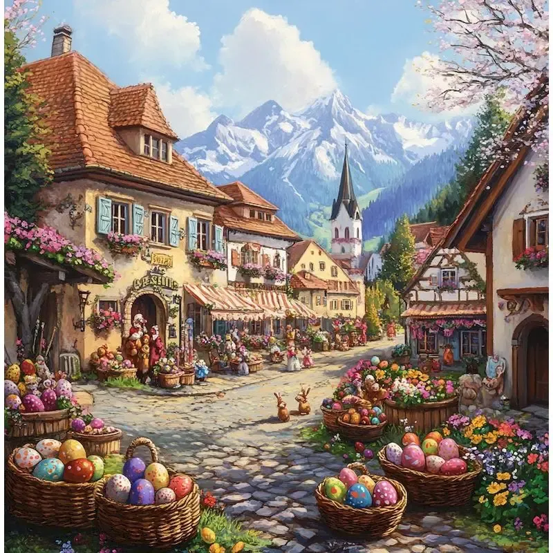 Diamantbild Stadt Straße Landschaft Mosaik Handgemachtes Geschenk