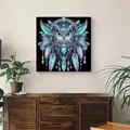 Diamantbild Traumfänger Eule 20 bis 60 cm mit runden Steinen – 4