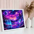 Diamantbild Wasserfall Berg 20 bis 70 cm mit runden oder eckigen Steinen – 3