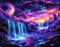 Diamantbild Wasserfall Berg 20 bis 70 cm mit runden oder eckigen Steinen – Farbe 5518