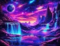 Diamantbild Wasserfall Berg 20 bis 70 cm mit runden oder eckigen Steinen – Farbe 5515