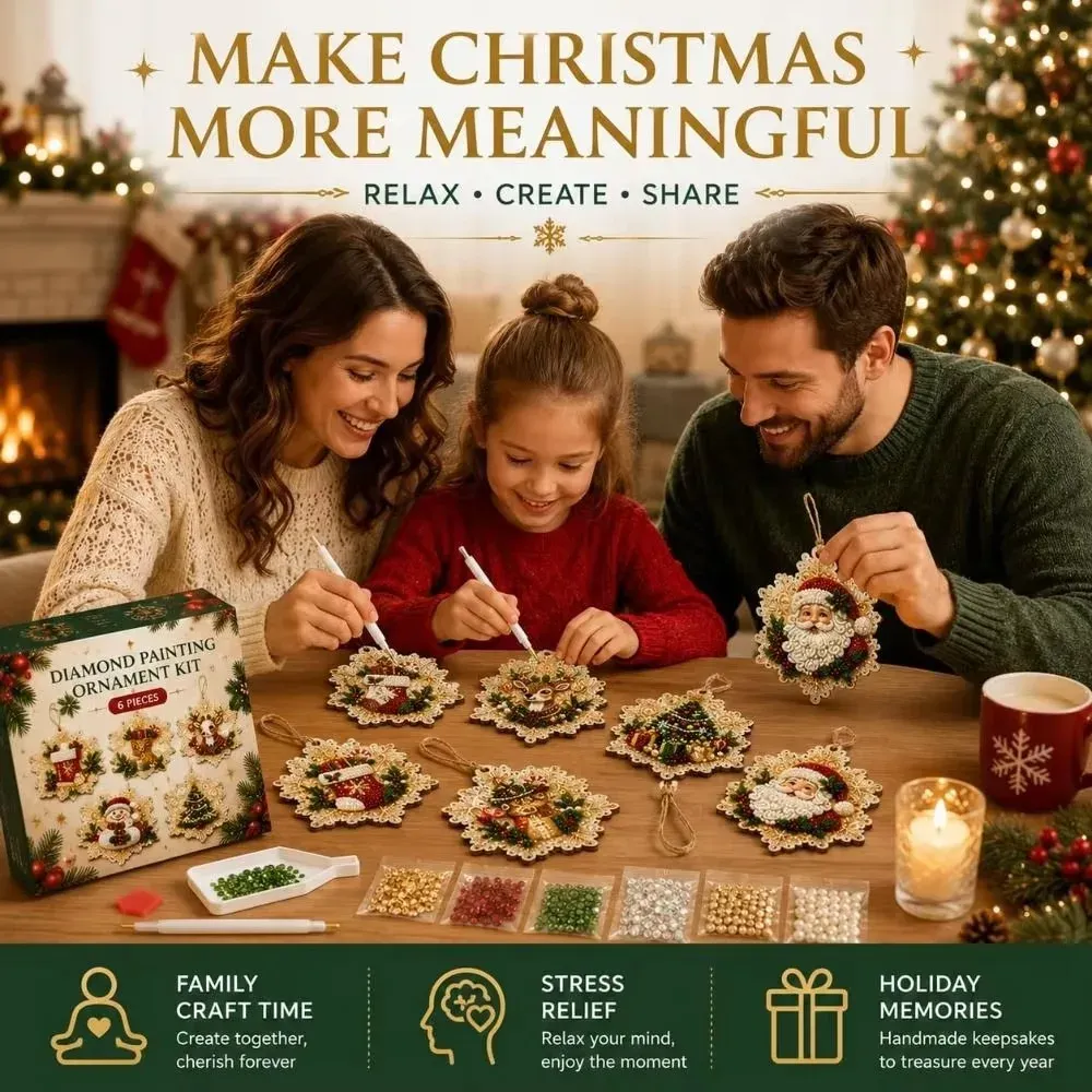 Diamantbild Weihnachtsanhänger 6 oder 12 Stück