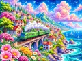 Diamantbild Zug Landschaft Anfänger Stickerei Mosaik Geschenk – Farbe 3702