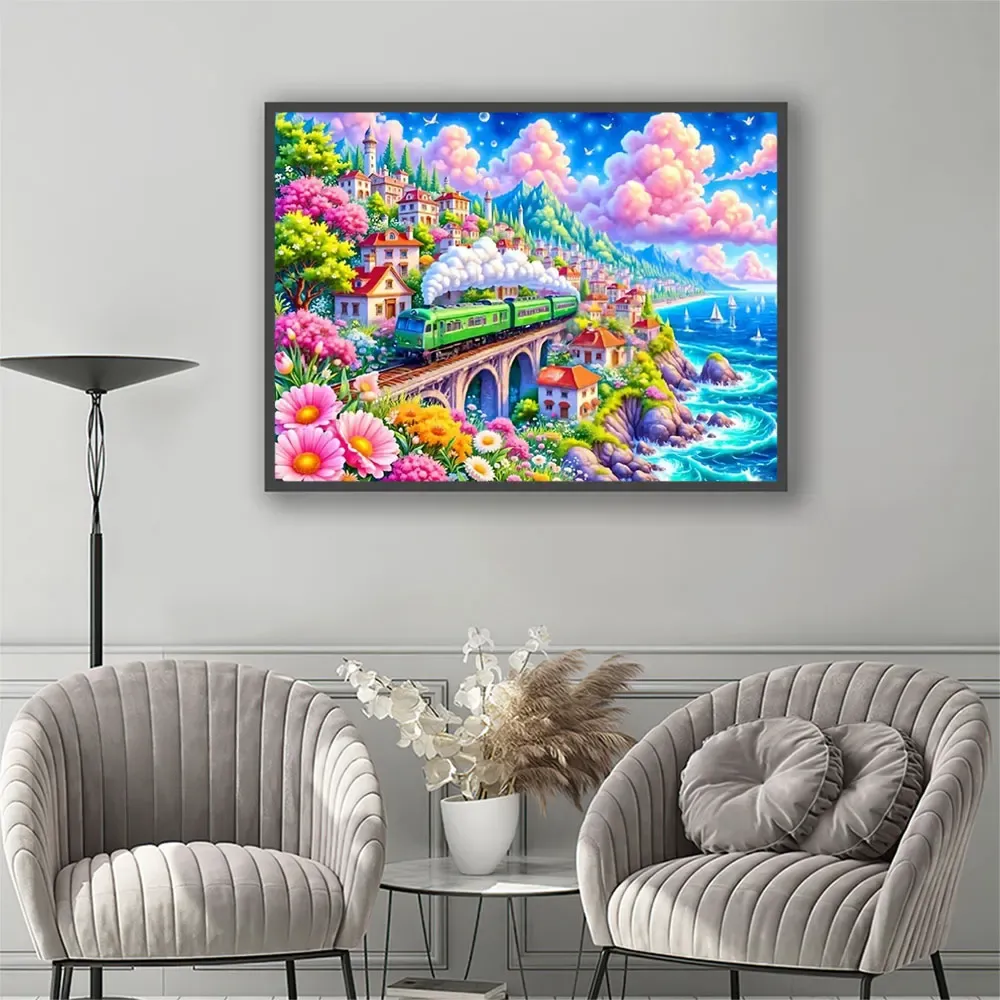 Diamantbild Zug Landschaft Anfänger Stickerei Mosaik Geschenk