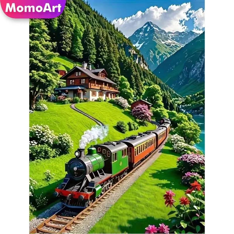 Diamantbild Zug Landschaft Berg Mosaik Kreuzstich Kindergeschenk
