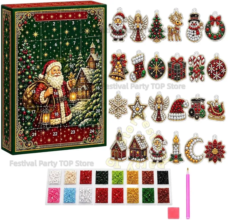 Diamantkunst Adventskalender 24 Anhänger Weihnachtsdeko