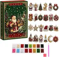 Diamantkunst Adventskalender 24 Anhänger Weihnachtsdeko – Farbe dunkles Khaki (T8)
