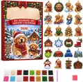 Diamantkunst Adventskalender 24 Anhänger Weihnachtsdeko – Farbe hellgelb (T7)