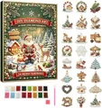 Diamantkunst Adventskalender 24 Anhänger Weihnachtsdeko – Farbe Hellgrau (T5)