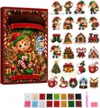 Diamantkunst Adventskalender 24 Anhänger Weihnachtsdeko – Farbe Olive (T3)