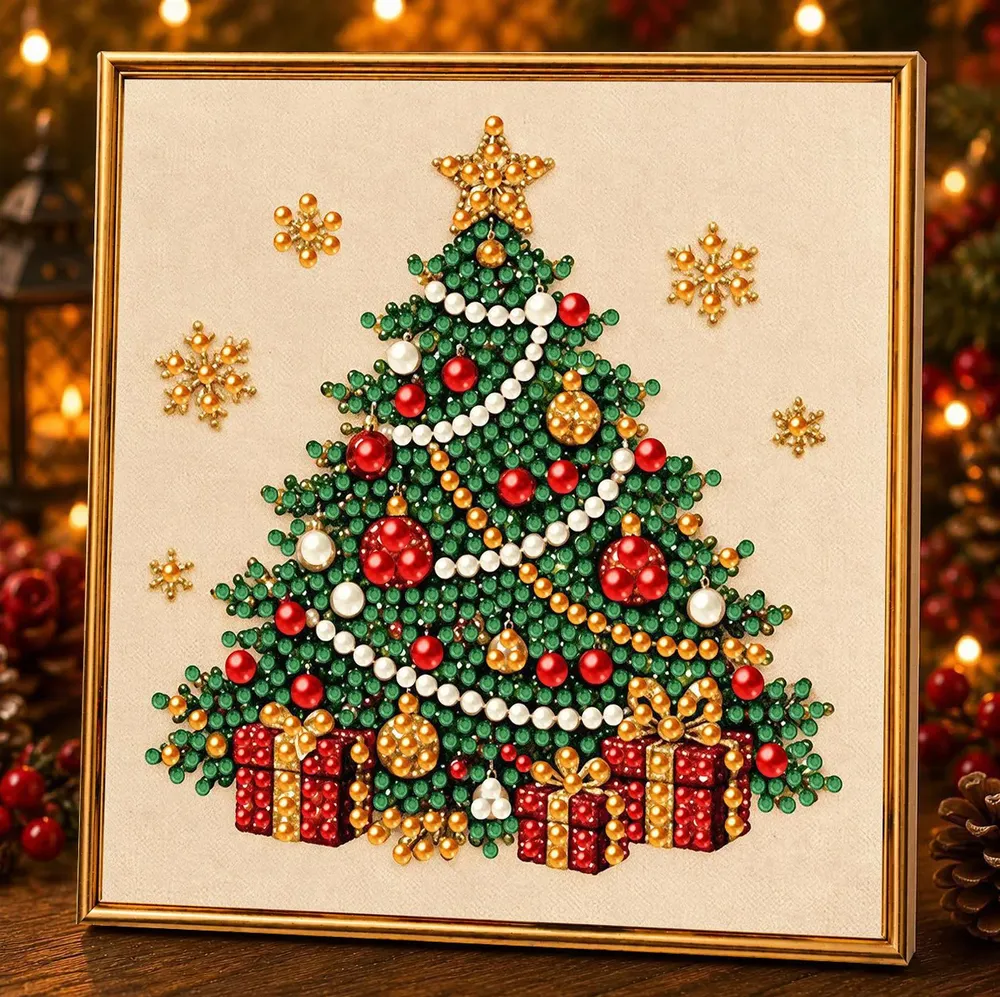Diamantkunst Set mit Rahmen 25 x 25 cm Weihnachten