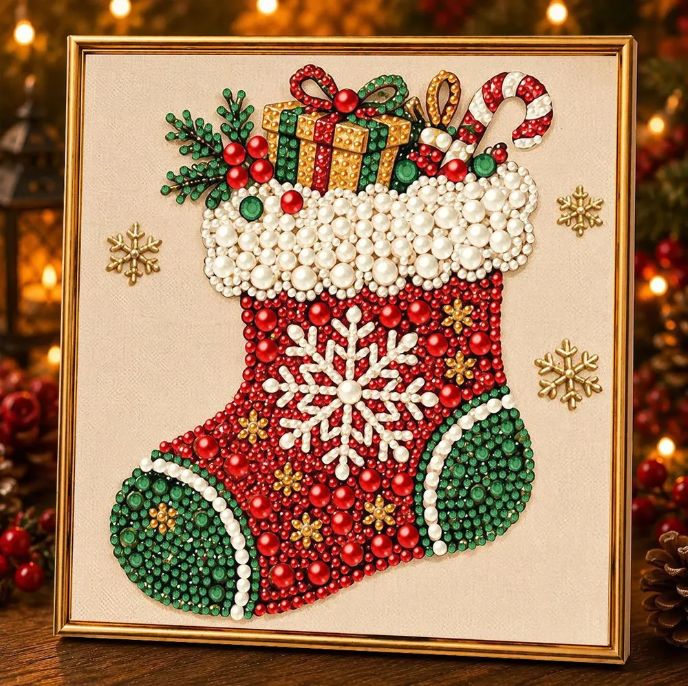 Diamantkunst Set mit Rahmen 25 x 25 cm Weihnachten