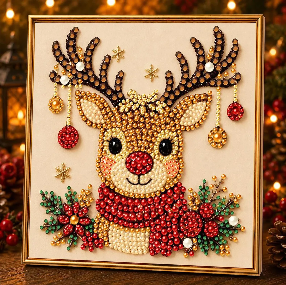 Diamantkunst Set mit Rahmen 25 x 25 cm Weihnachten