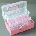 Diamantmalerei Aufbewahrungsbox 57 Flaschen tragbar Zubehör Behälter – Farbe Pink-57 bottles