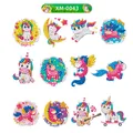 Diamantmalerei Aufkleber Set Kinder Einhorn Pflanzen Edelstein Kunst – Farbe Hellgrau (XM-0043)