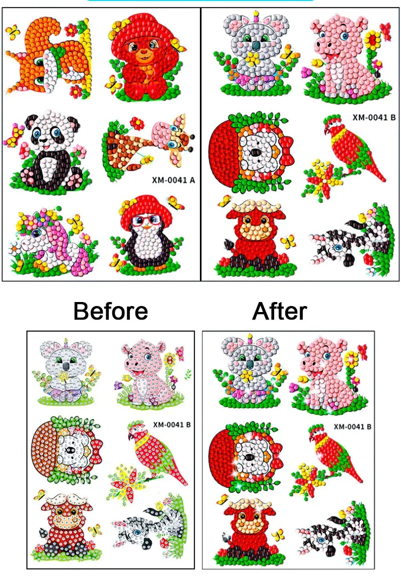 Diamantmalerei Aufkleber Set Kinder Einhorn Pflanzen Edelstein Kunst