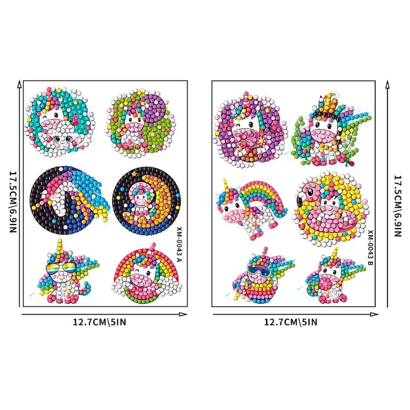 Diamantmalerei Aufkleber Set Kinder Einhorn Pflanzen Edelstein Kunst