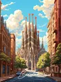 Diamantmalerei Barcelona Stadt 30 bis 70 cm AB rund oder quadratisch – Farbe schwarz (W6-10)