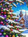 Diamantmalerei Baum Winterlandschaft Schnee 20 bis 70 cm – Farbe 1187