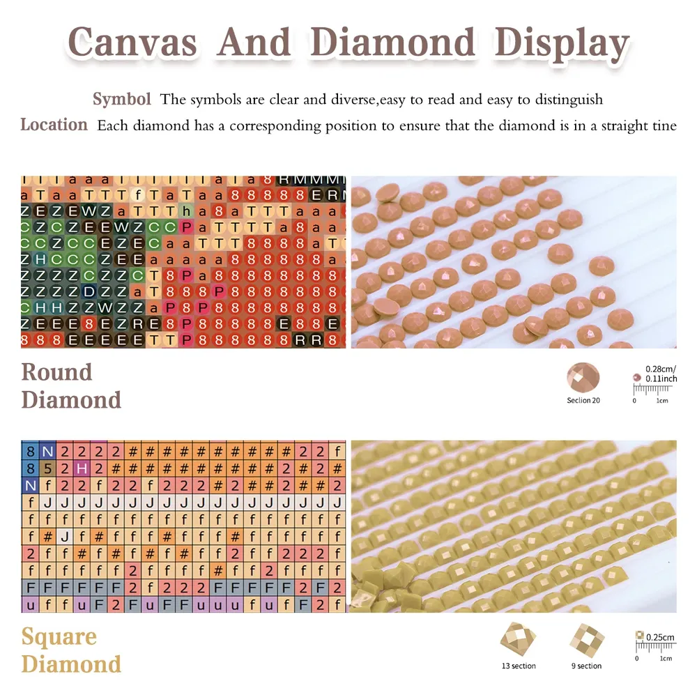 Diamantmalerei Bild 25 cm bis 40 cm quadratisch rund