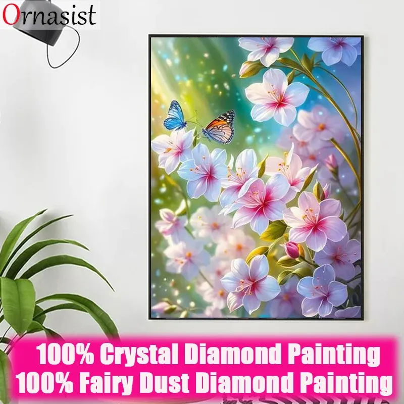 Diamantmalerei Blume Schmetterling 30 x 40 bis 40 x 50 cm rund/eckig
