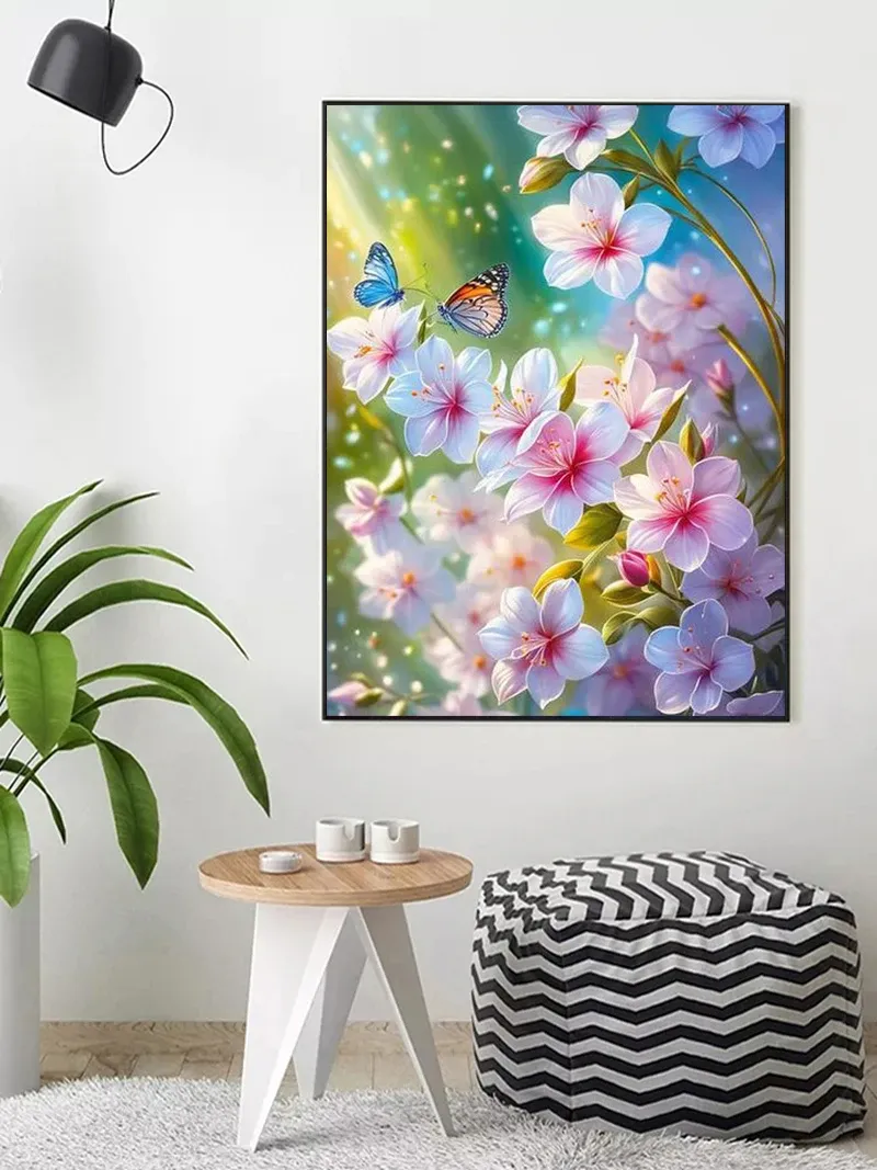 Diamantmalerei Blume Schmetterling 30 x 40 bis 40 x 50 cm rund/eckig