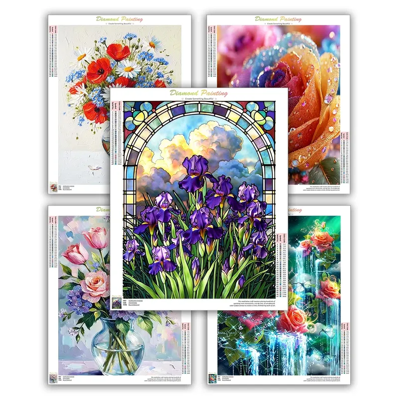 Diamantmalerei Blumen 20 bis 50 cm