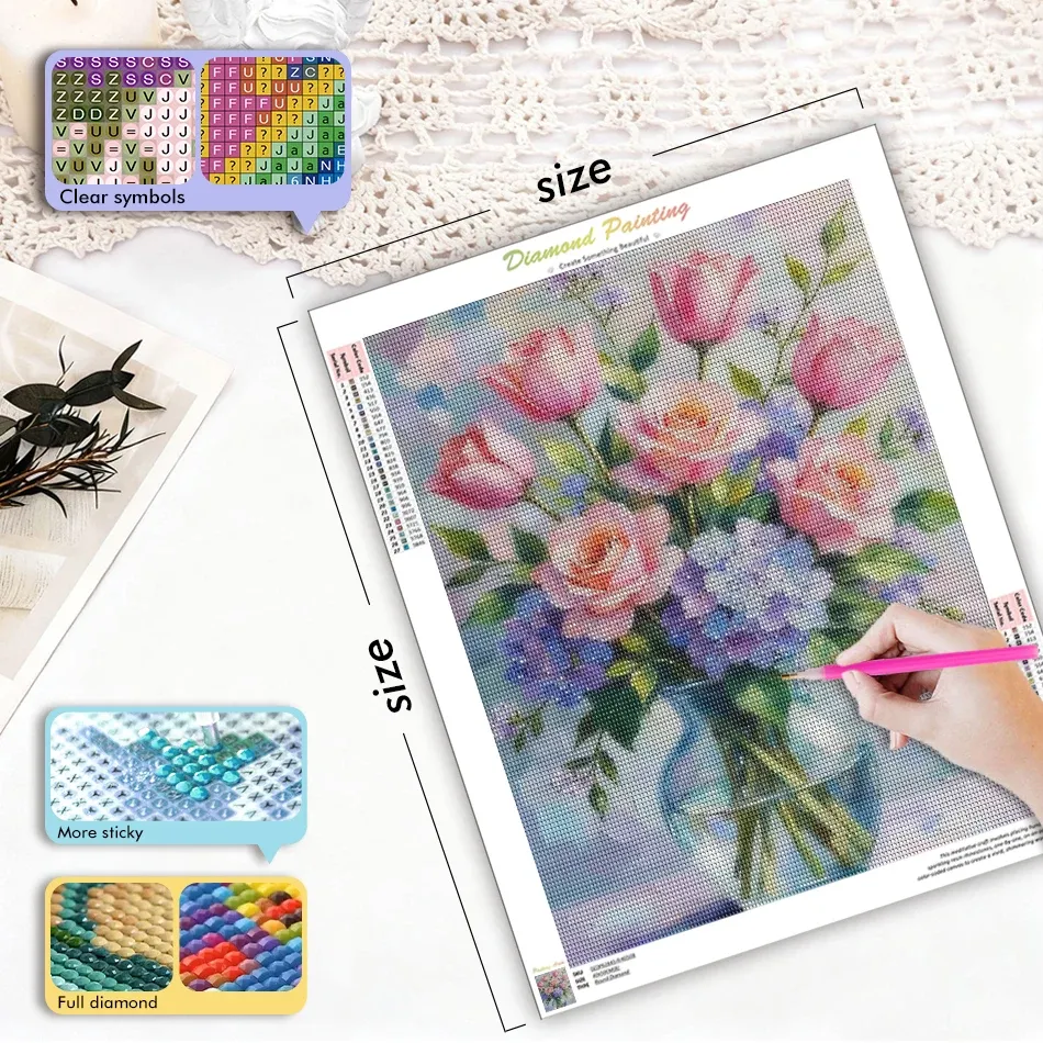 Diamantmalerei Blumen 20 bis 50 cm