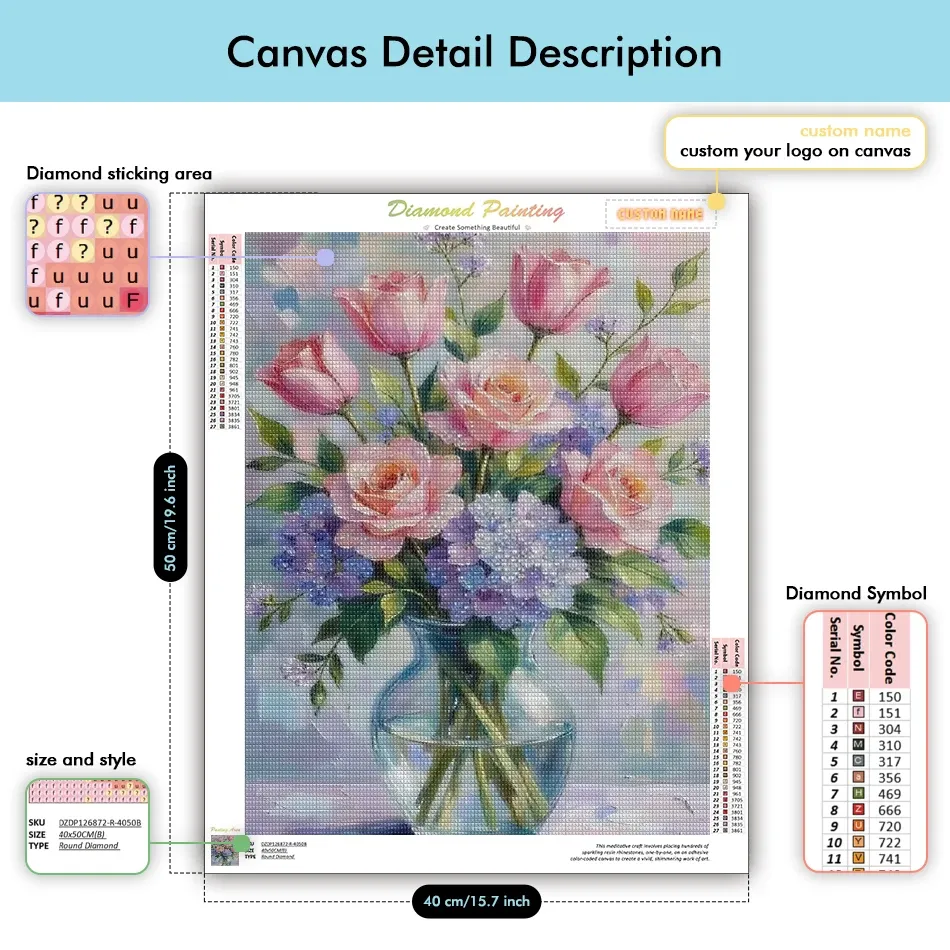 Diamantmalerei Blumen 20 bis 50 cm