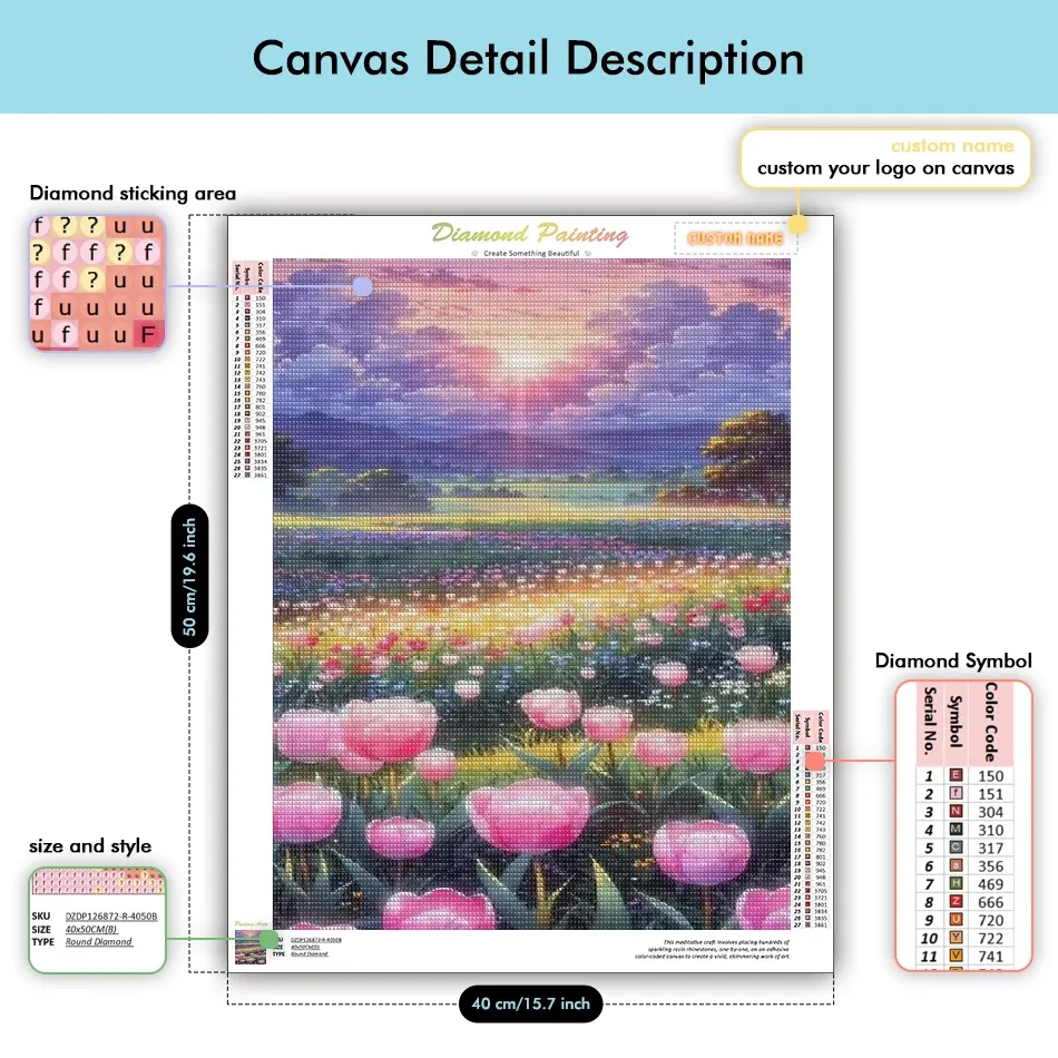 Diamantmalerei Blumen Anfänger 20 bis 50 cm