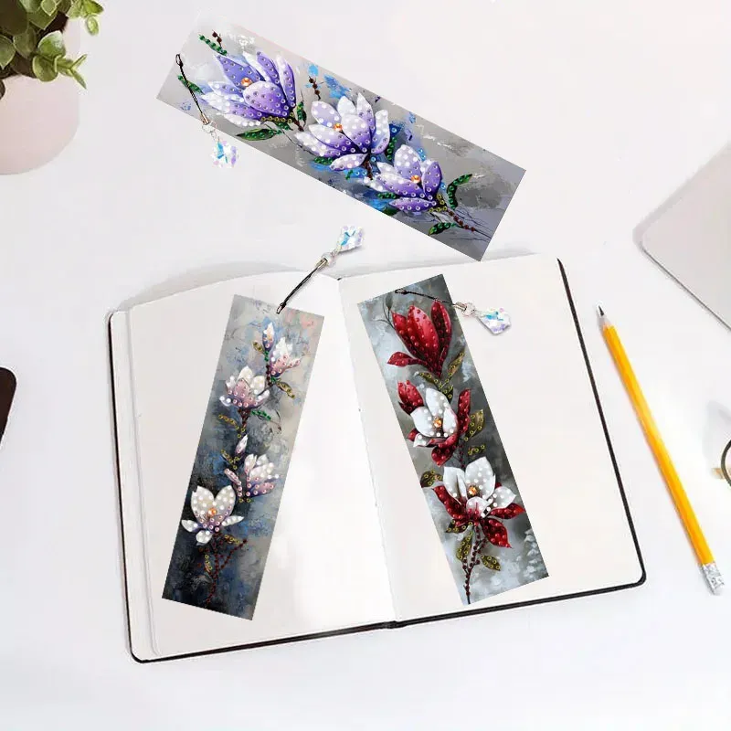 Diamantmalerei Blumen Kaffee Dessert Muster Lesezeichen Set PET