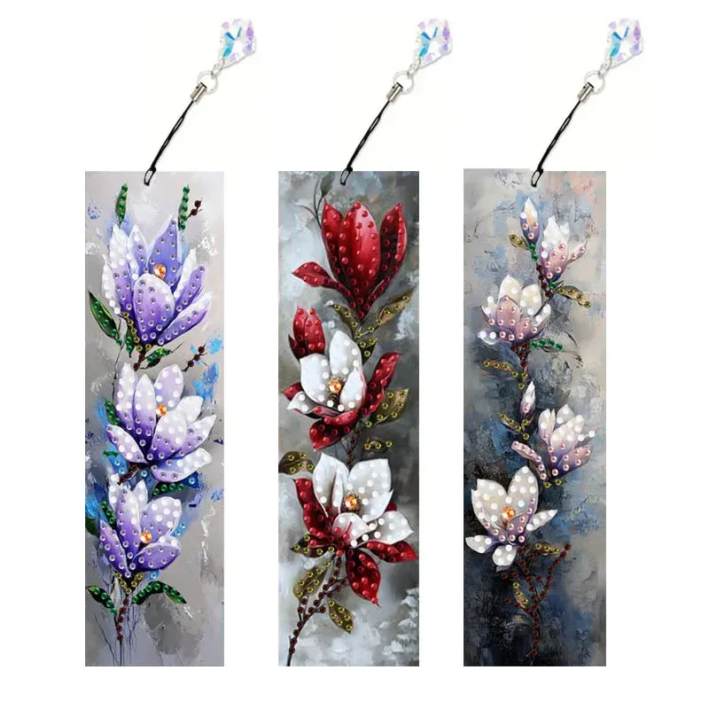 Diamantmalerei Blumen Kaffee Dessert Muster Lesezeichen Set PET