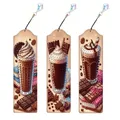 Diamantmalerei Blumen Kaffee Dessert Muster Lesezeichen Set PET – Farbe SQ080