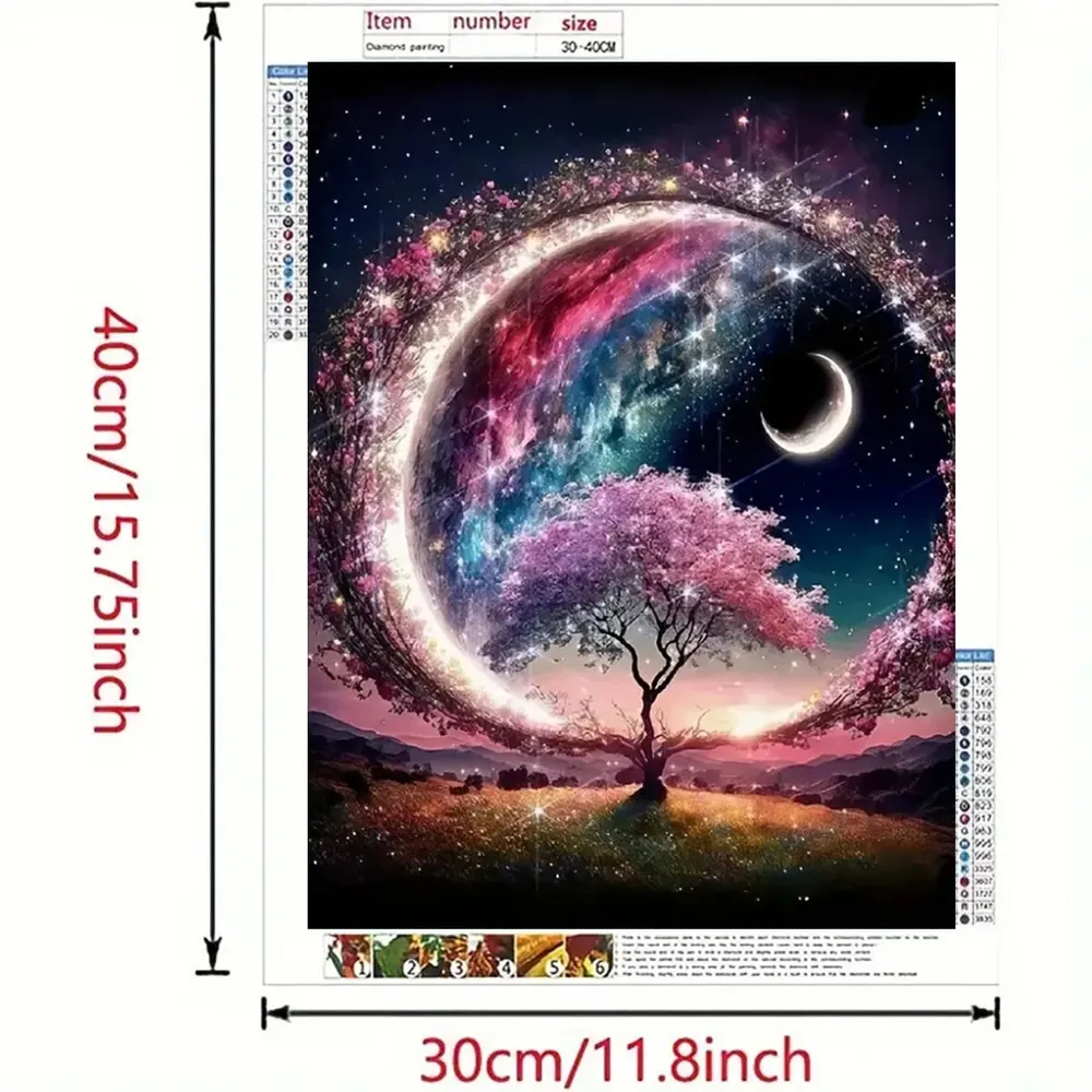 Diamantmalerei Blumen Mond Set rahmenlose Kunst 20x30cm bis 40x50cm