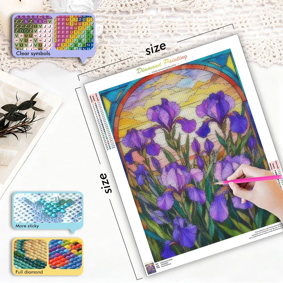 Diamantmalerei Blumen Zubehör Malerei Diamanten Handarbeit 5D Set