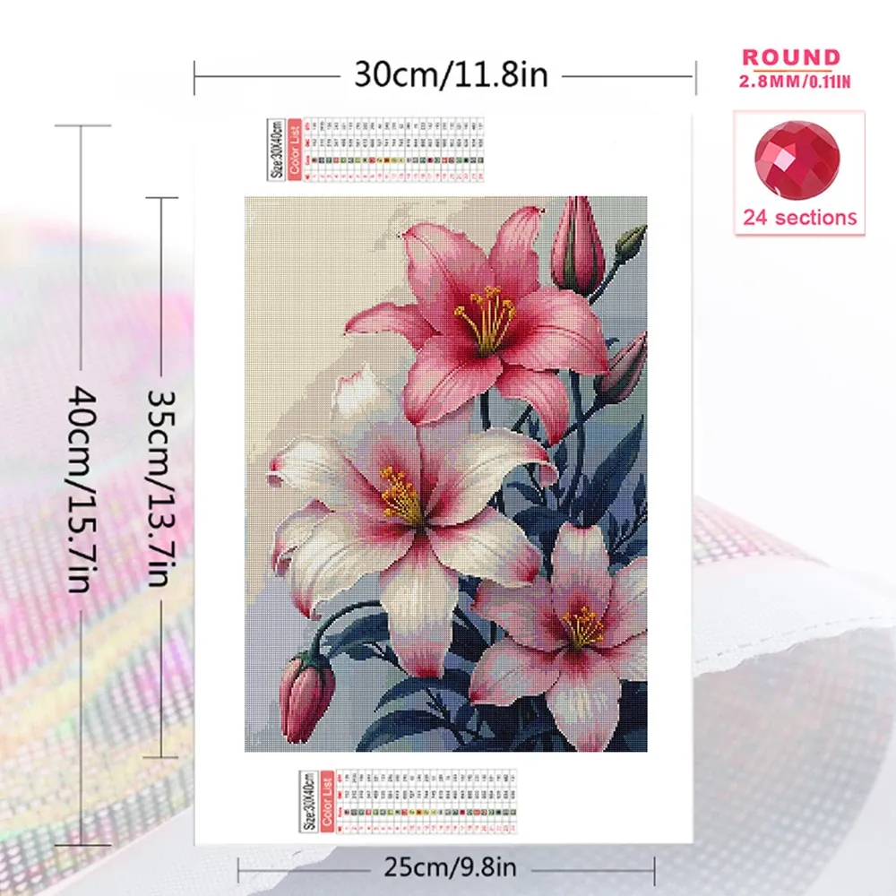 Diamantmalerei Blumenbild Lilie 20x30cm bis 50x70cm