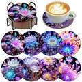 Diamantmalerei Blumenmotiv Untersetzer Set mit Halter Holz – 1
