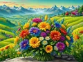 Diamantmalerei Blumenvase Pfingstrose 30x40cm bis 45x60cm – Farbe 120 Colors-BQ BY-2
