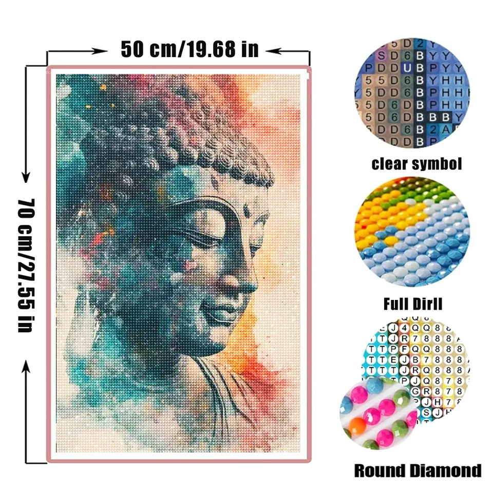 Diamantmalerei Buddha Porträt 25 bis 50 cm rund oder eckig