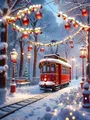 Diamantmalerei Bus Winterlandschaft Schnee 20 bis 70 cm – Farbe 589